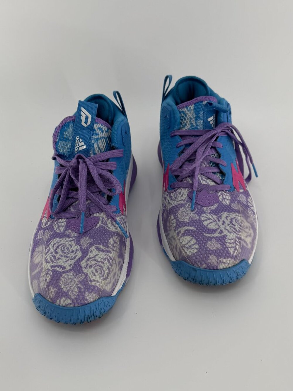Adidas Dame 8 EXTPLY Basketball Shoes - Blue/Purple Floral - Men's Size 8